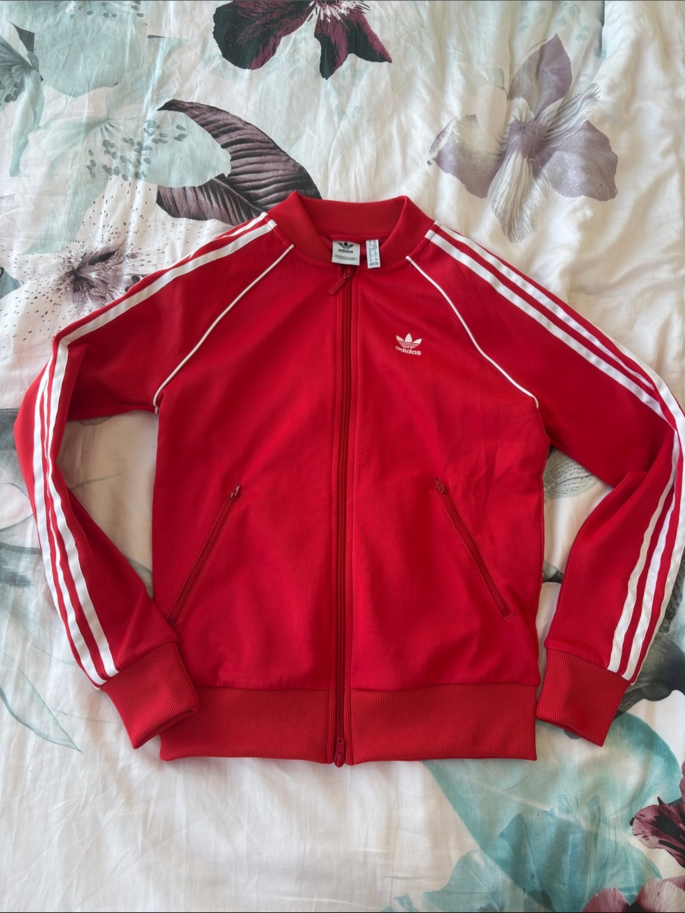 adidas Classic Red Track Jacket with White Stripes